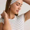 Candy Modal Ribbed Headband i blå och gul rand