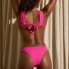 Capri-knuten bikinitopp i fuchsia