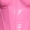 Cassandra vinylkorsett-crop-top med bygel i rosa