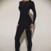 Venia Embellished Crew-Neck Long-Sleeve Top i svart
