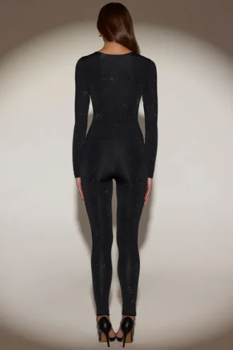 Cassie Embellished Jersey High-Waisted Leggings i svart
