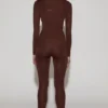 Cassie-leggings i chokladbrunt med dekorationer och hög midja