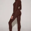 Cassie-leggings i chokladbrunt med dekorationer och hög midja