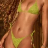 Cebu Charm-Detail stringbikinibyxor i olivgrönt