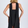 Cecilia A-linjeformad miniklänning med scarf-detaljer i svart