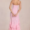 Celira Lace Ruffle Maxi Klänning i Blossom Pink