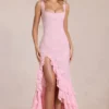 Celira Lace Ruffle Maxi Klänning i Blossom Pink