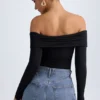 Ceyln Modal Off-Shoulder Ruched Bodys i svart