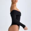 Ceyln Modal Off-Shoulder Ruched Bodys i svart