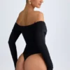 Ceyln Modal Off-Shoulder Ruched Bodys i svart