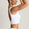 Ceylon draperad linne med öppen rygg i vitt