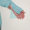 Champel Maxiklänning med dekorerad cowl-hals i Aqua