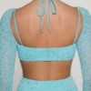 Champel Maxiklänning med dekorerad cowl-hals i Aqua