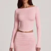 Cali Modal Ruched Mid-Rise Mini Kjol i rosa
