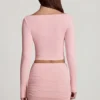 Cali Modal Ruched Mid-Rise Mini Kjol i rosa