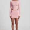 Cali Modal Ruched Mid-Rise Mini Kjol i rosa
