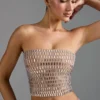 Charnelle Embellished Bandeau Top i Almond