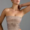 Charnelle Embellished Bandeau Top i Almond