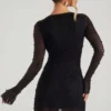 Chelsea Embellished Wrap Over A-Line Miniklänning i svart
