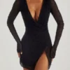 Chelsea Embellished Wrap Over A-Line Miniklänning i svart