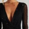 Chelsea Embellished Wrap Over A-Line Miniklänning i svart