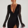 Chelsea Embellished Wrap Over A-Line Miniklänning i svart