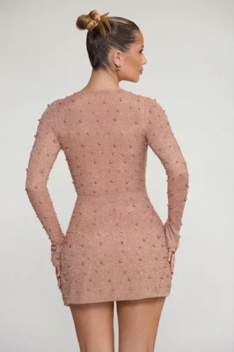Chelsea miniklänning med överlappande A-linje i beige