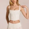 Cherith Lace Soft-Scoop Boned Corset Top i ivory