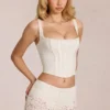 Cherith Lace Soft-Scoop Boned Corset Top i ivory