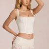 Cherith Lace Soft-Scoop Boned Corset Top i ivory