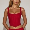 Cherith Lace Soft-Scoop Boned Corset Top i True Red