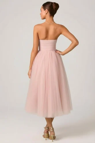 Cindy Tulle Corset Midaxi-klänning i Dusty Rose