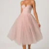 Cindy Tulle Corset Midaxi-klänning i Dusty Rose