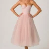 Cindy Tulle Corset Midaxi-klänning i Dusty Rose