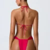 Clearwater Bikini-toppar med rynkad halterneck och dekorationer i hallonrosa