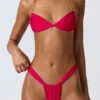 Clearwater Bikini-toppar med rynkad halterneck och dekorationer i hallonrosa