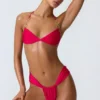Clearwater Bikini-toppar med rynkad halterneck och dekorationer i hallonrosa
