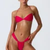 Clearwater Bikini-toppar med rynkad halterneck och dekorationer i hallonrosa