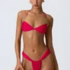 Clearwater Bikini-toppar med rynkad halterneck och dekorationer i hallonrosa