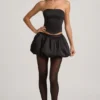 Clemmy Bubble Hem Mid-Rise Mini Kjol i svart