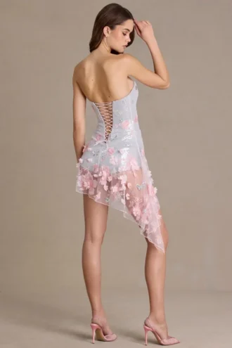 Colette Embellished Tulle Corset Miniklänning i Baby Pink