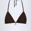 Comoros Charm-Detail Triangle Bikini Toppar i Dark Chocolate