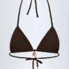 Comoros Charm-Detail Triangle Bikini Toppar i Dark Chocolate