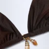 Comoros Charm-Detail Triangle Bikini Toppar i Dark Chocolate