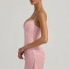 Connie halvgenomskinlig, dekorerad, draperad korsettklänning i rosa