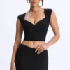 Cora Modal Ruched Cap-Sleeve Top i svart