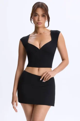 Cora Modal Ruched Cap-Sleeve Top i svart