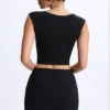 Cora Modal Ruched Cap-Sleeve Top i svart