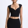 Cora Modal Ruched Cap-Sleeve Top i svart