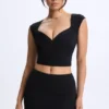 Cora Modal Ruched Cap-Sleeve Top i svart
